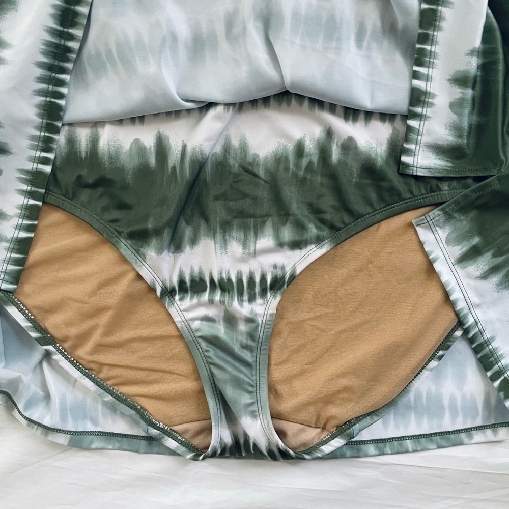 Swim By Cacique Tankini Top and bottom set Green Tie Dye Print Size 30/32 - Picture 13 of 16
